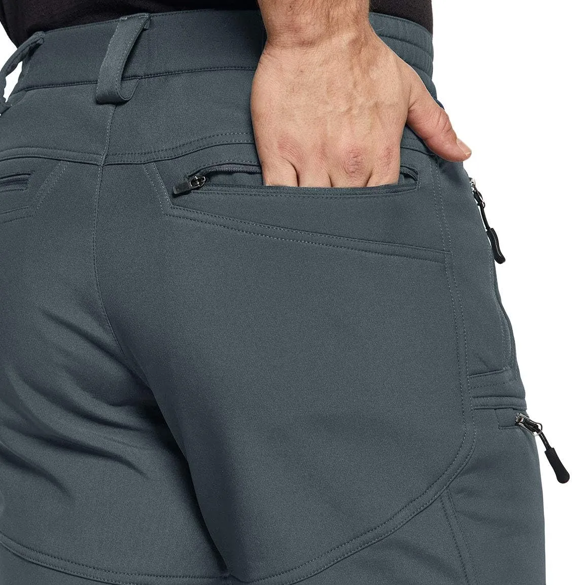 TSLA Men's Snow Ski Snowboard Waterproof Softshell Cargo Pants, Hiking Fleece Lined Bottoms, Outdoor Work Pants