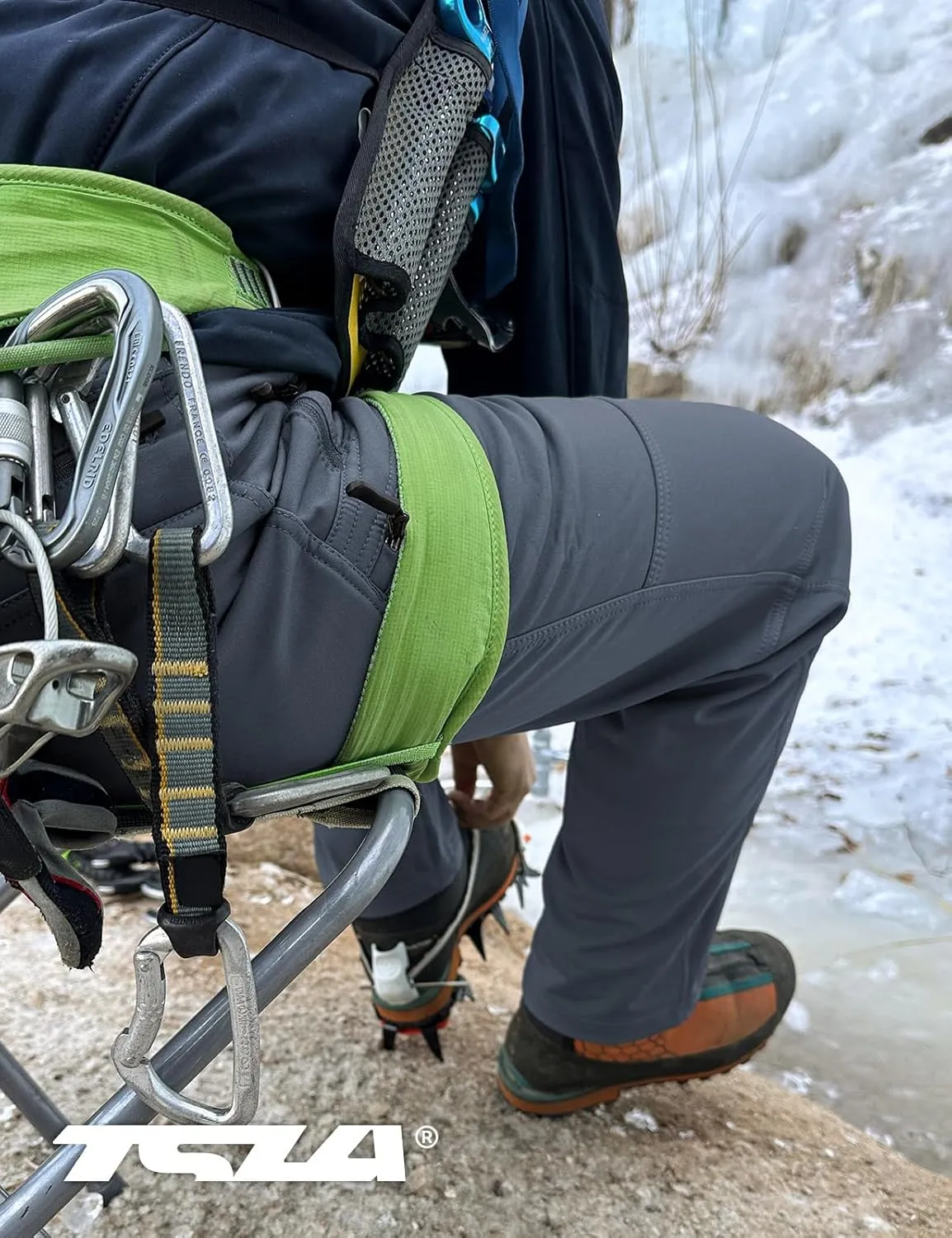 TSLA Men's Snow Ski Snowboard Waterproof Softshell Cargo Pants, Hiking Fleece Lined Bottoms, Outdoor Work Pants