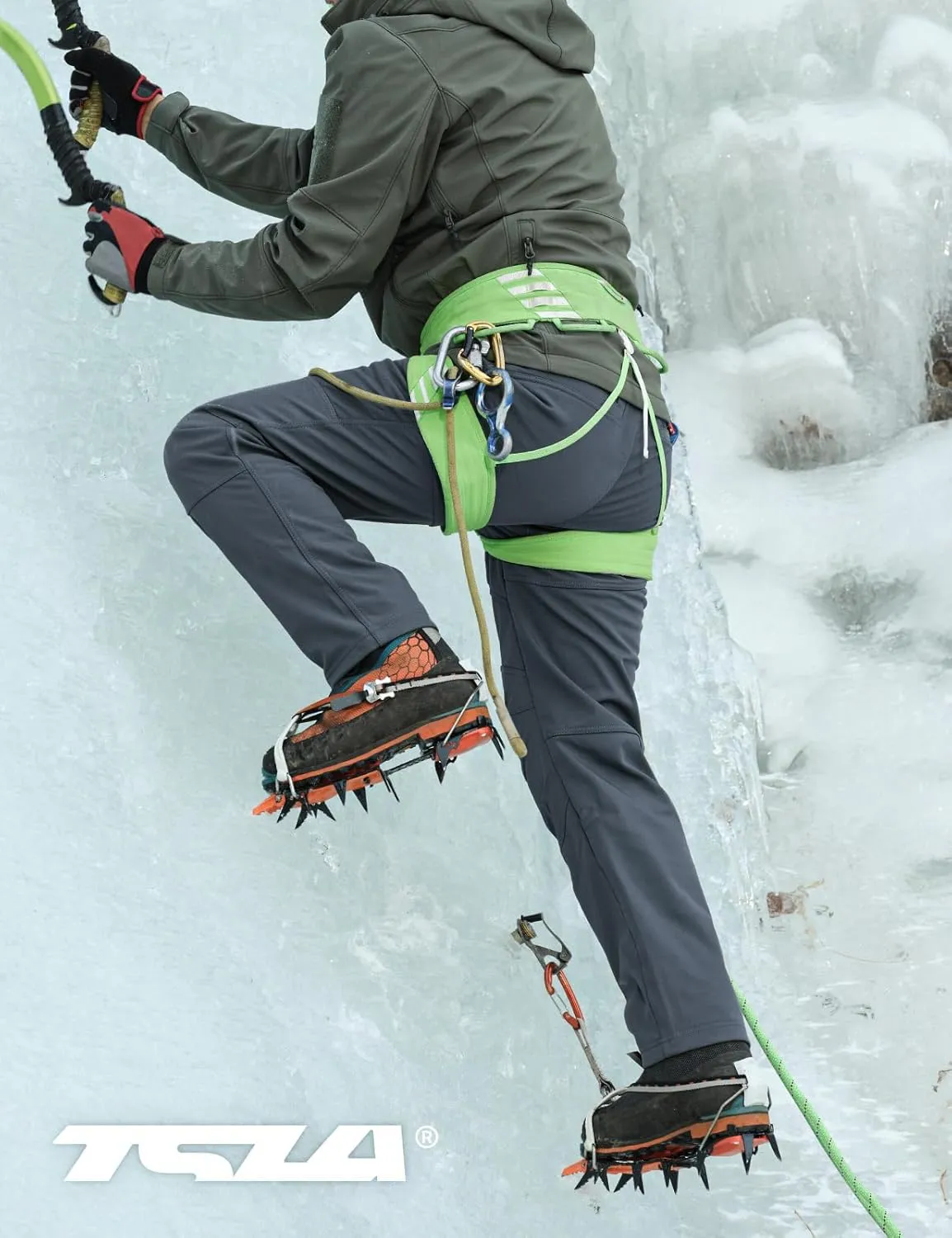 TSLA Men's Snow Ski Snowboard Waterproof Softshell Cargo Pants, Hiking Fleece Lined Bottoms, Outdoor Work Pants