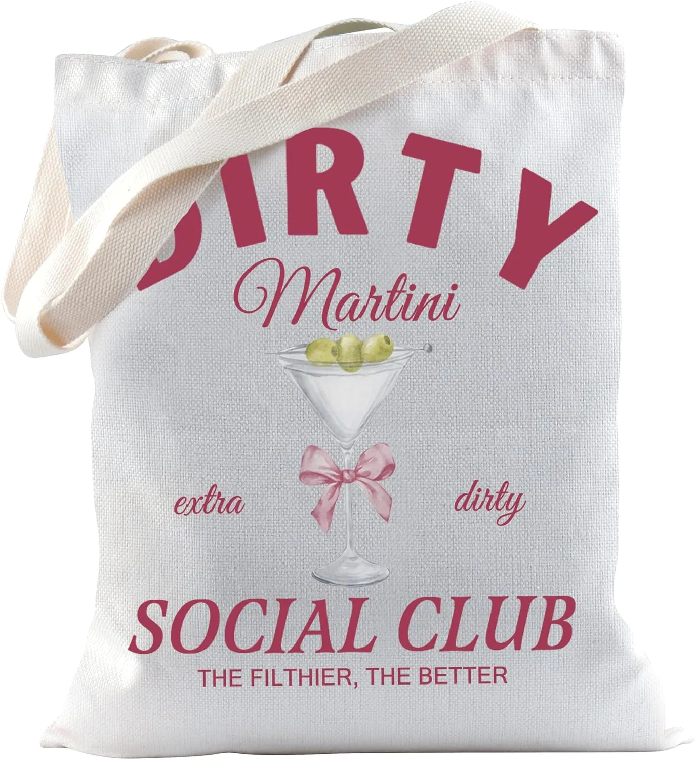 TSOTMO Martini Gift Dirty Martini Gift Dirty Martini Social Club Makeup Bag For Martini Lovers Girls Night Out (DIRTY Tote)