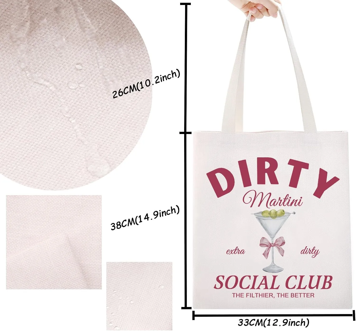 TSOTMO Martini Gift Dirty Martini Gift Dirty Martini Social Club Makeup Bag For Martini Lovers Girls Night Out (DIRTY Tote)