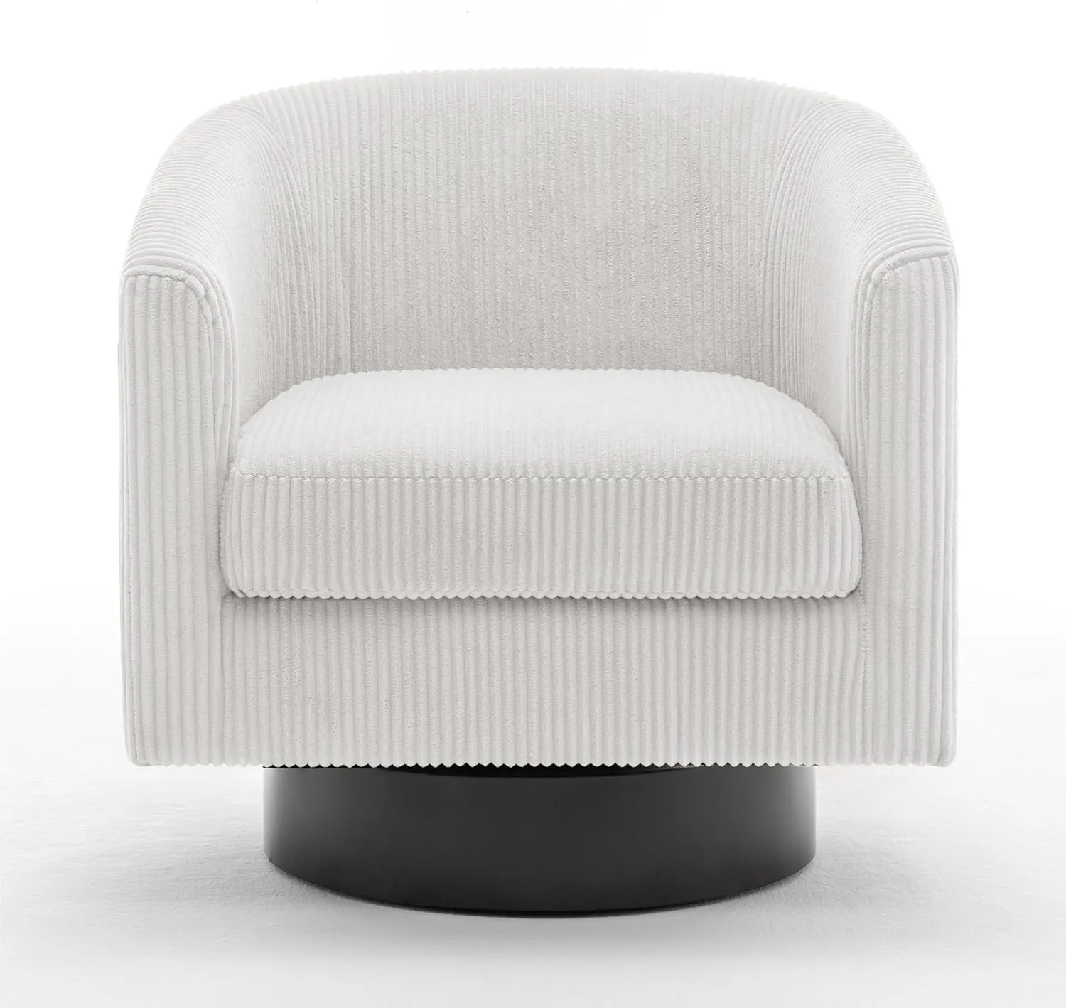 UIXE Swivel Accent Chair, Upholstered Corduroy Barrel Chair for Living Room, Small Single Sofa Bedroom Reading Seat, Beige