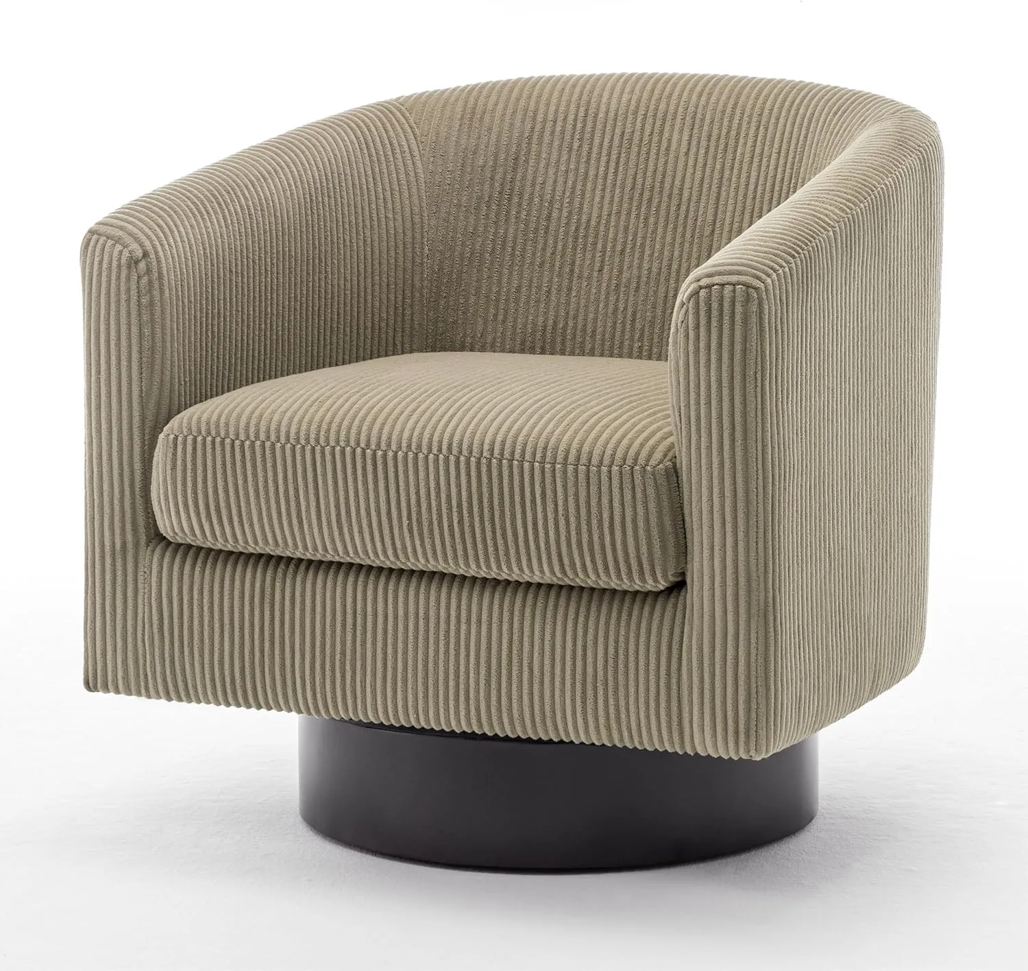 UIXE Swivel Accent Chair, Upholstered Corduroy Barrel Chair for Living Room, Small Single Sofa Bedroom Reading Seat, Camel