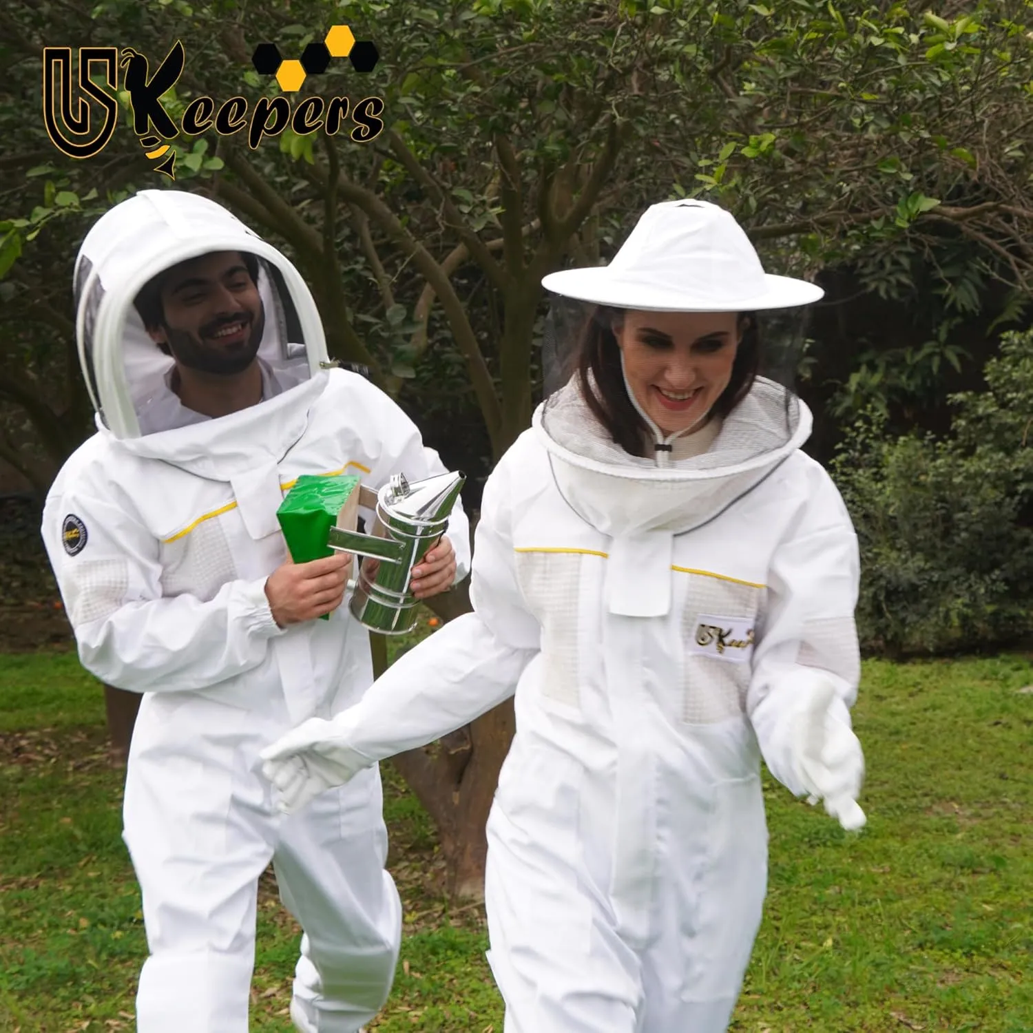 Ultra-Ventilated Polycotton Beekeeping Suit for Men & Women with Gloves & Two Beekeeping Veils-Professional & Beginner Apiarist Suit. (Sv, S)