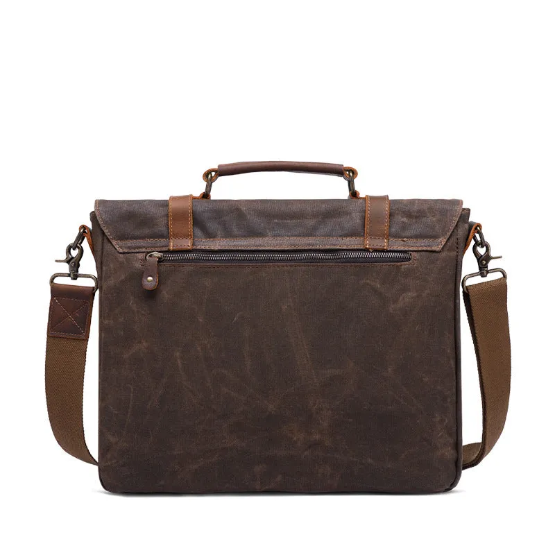 Unisex Vintage Canvas Messenger Bag with Leather Accents