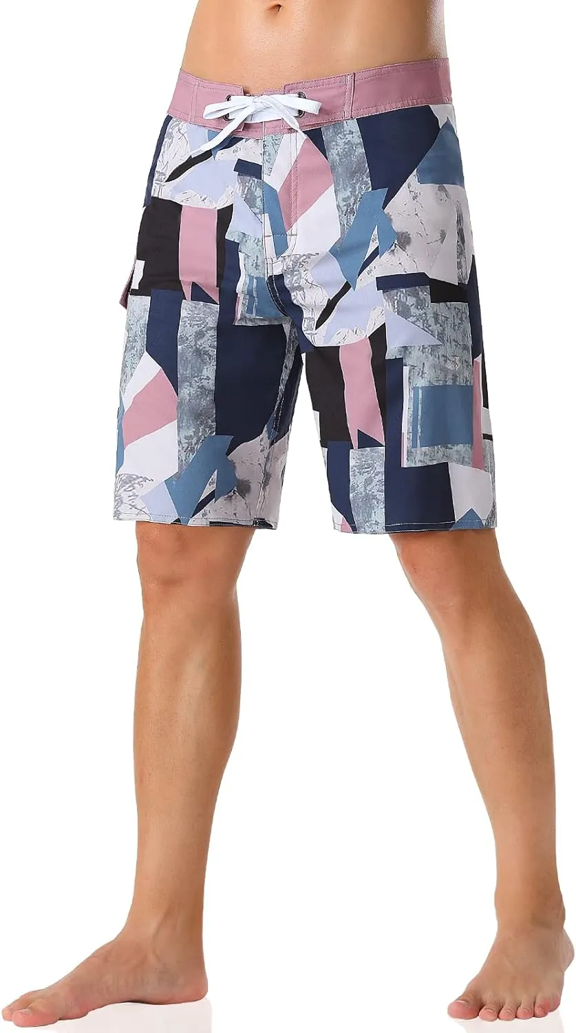 unitop Men's Bathing Board Trunks Beach Shorts Holiday Hawaiian Colorful Striped