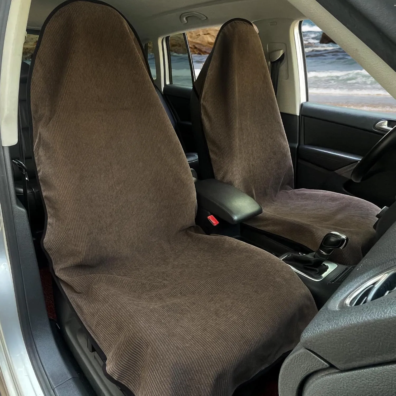 Universal Car Seat Cover with Non-Slip Back Coffee - Portable Auto Seat Cushion Fit for Cars Truck SUV Seats - Waterproof Carseat Protector Great for Dog or Kid Outdoor Sport Activities
