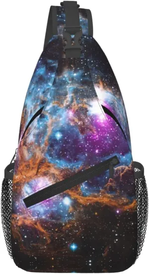 Universe Galaxy Space Print Sling Bag Crossbody Travel Hiking Chest Backpack Shoulder Daypack For Women Men