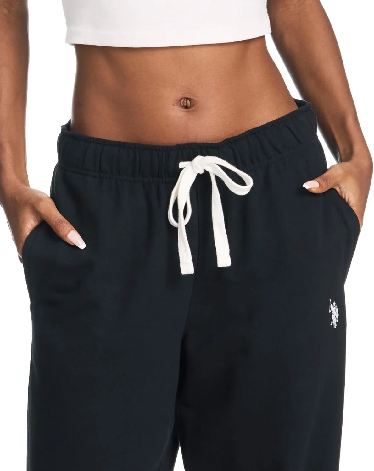 U.S. Polo Assn. Womens Sweatpants with Pockets, French Terry Womens Joggers or Wide Leg Sweats