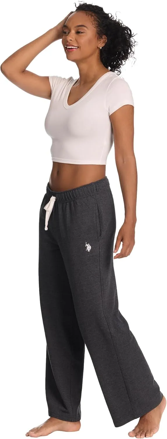 U.S. Polo Assn. Womens Sweatpants with Pockets, French Terry Womens Joggers or Wide Leg Sweats