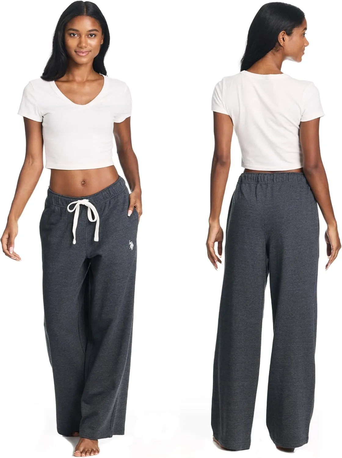 U.S. Polo Assn. Womens Sweatpants with Pockets, French Terry Womens Joggers or Wide Leg Sweats