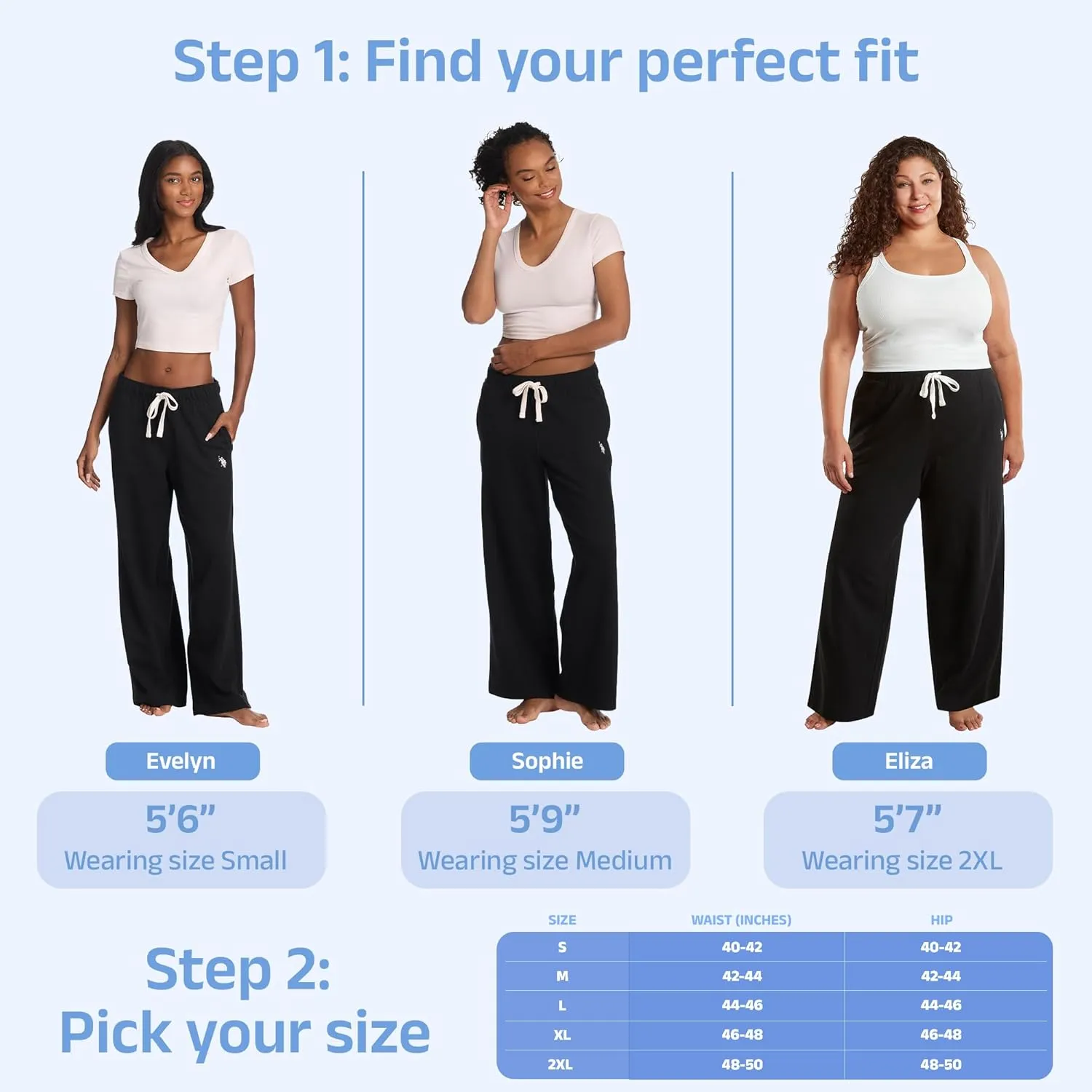 U.S. Polo Assn. Womens Sweatpants with Pockets, French Terry Womens Joggers or Wide Leg Sweats