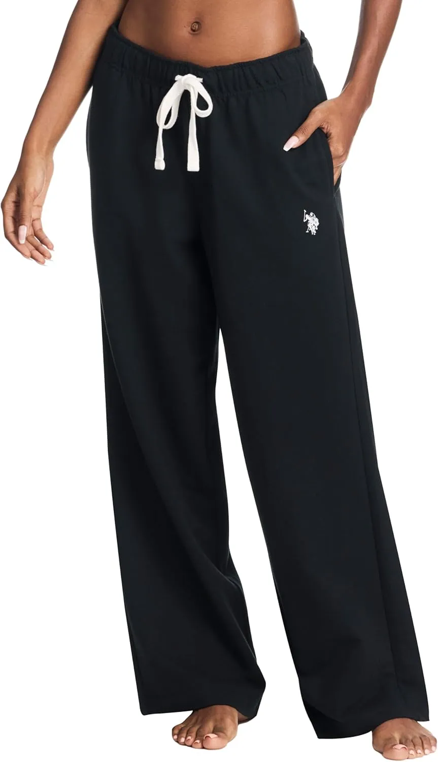 U.S. Polo Assn. Womens Sweatpants with Pockets, French Terry Womens Joggers or Wide Leg Sweats
