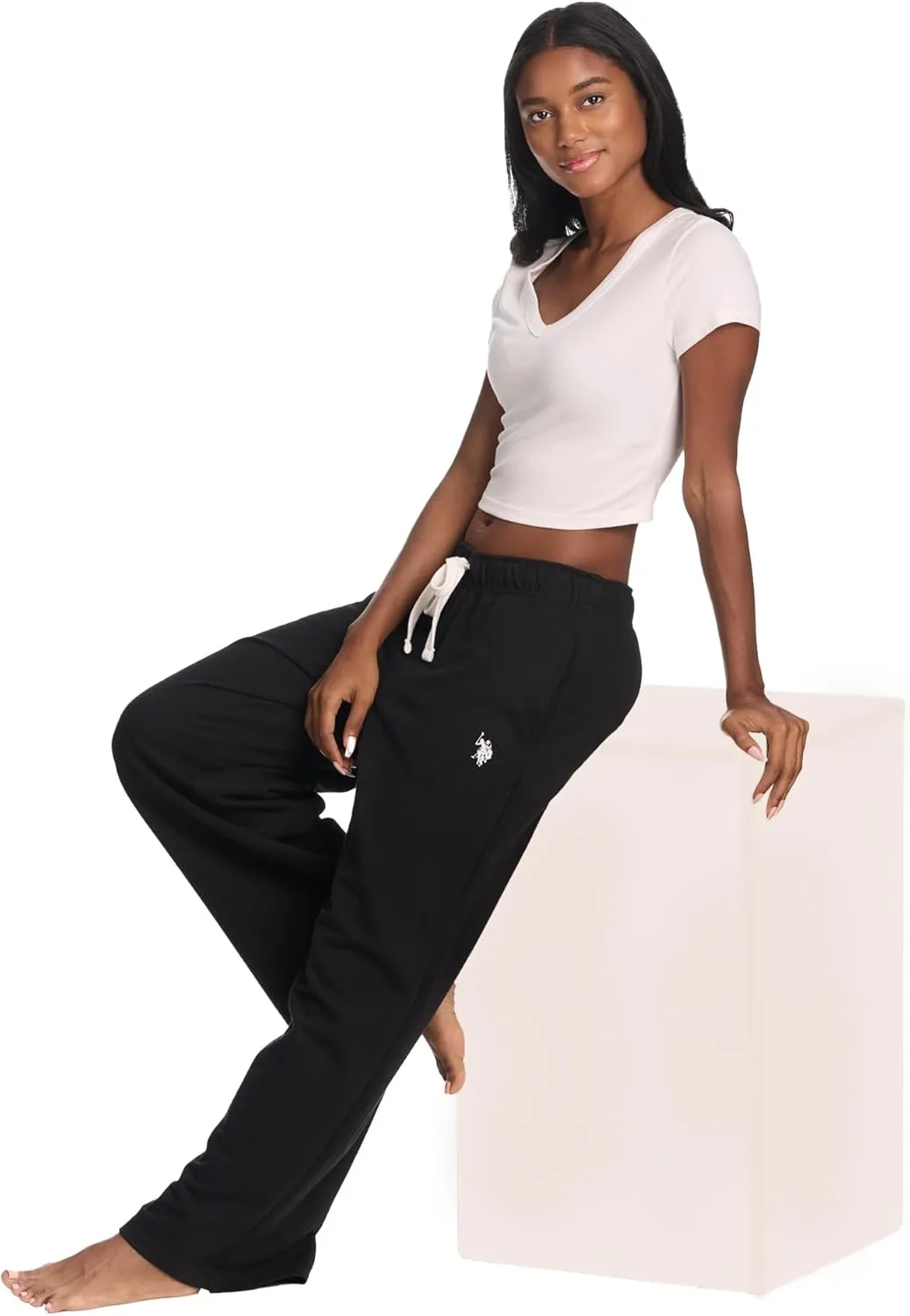 U.S. Polo Assn. Womens Sweatpants with Pockets, French Terry Womens Joggers or Wide Leg Sweats