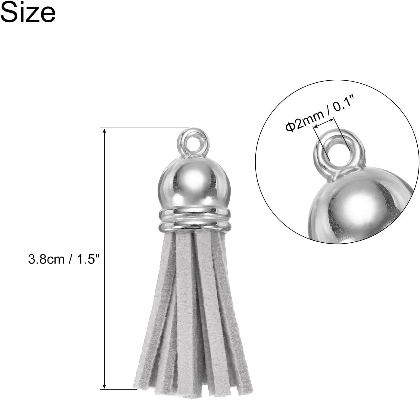 uxcell 200 Pcs Keychain Tassels, Bulk Leather Tassels for Crafts Colored Tassel Pendants for Acrylic Blanks, Earrings, Keychain Bracelets and Jewelry Making, Light Grey
