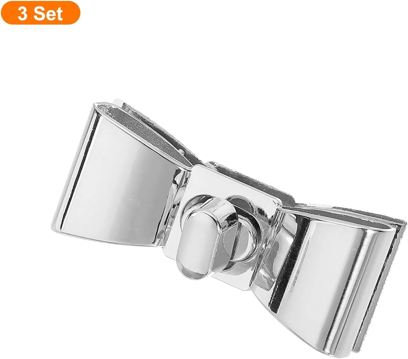 uxcell 3Set Turn Lock Clasp, Bowknot Press Lock Clasp Closure Twist Turn Locks Hardware Buckle Fasteners for Purse Leather Bag Handbag Making Accessories (55x23mm, Silver)
