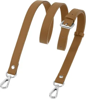 uxcell Genuine Leather Purse Strap, 41.7"-51.2" Adjustable Crossbody Replacement Straps 0.7" Width for Women Handbags Shoulder Bag (Cool Brown, Silver Buckle)