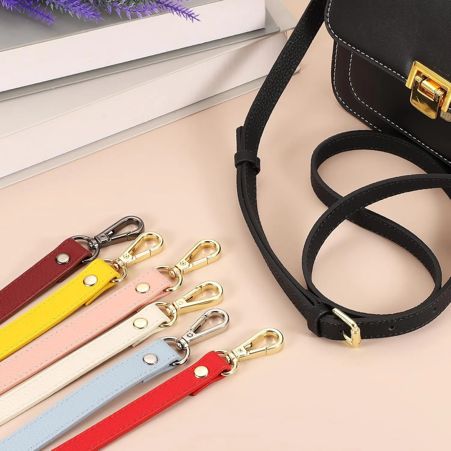 uxcell Genuine Leather Purse Strap, 41.7"-51.2" Adjustable Crossbody Replacement Straps 0.7" Width for Women Handbags Shoulder Bag (Cool Brown, Silver Buckle)