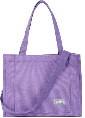 Valleycomfy Tote Bag for Women Corduroy Crossbody Tote Bag Purse Women Travel Shoulder Bags Work Handbags Everyday Hobo Bag