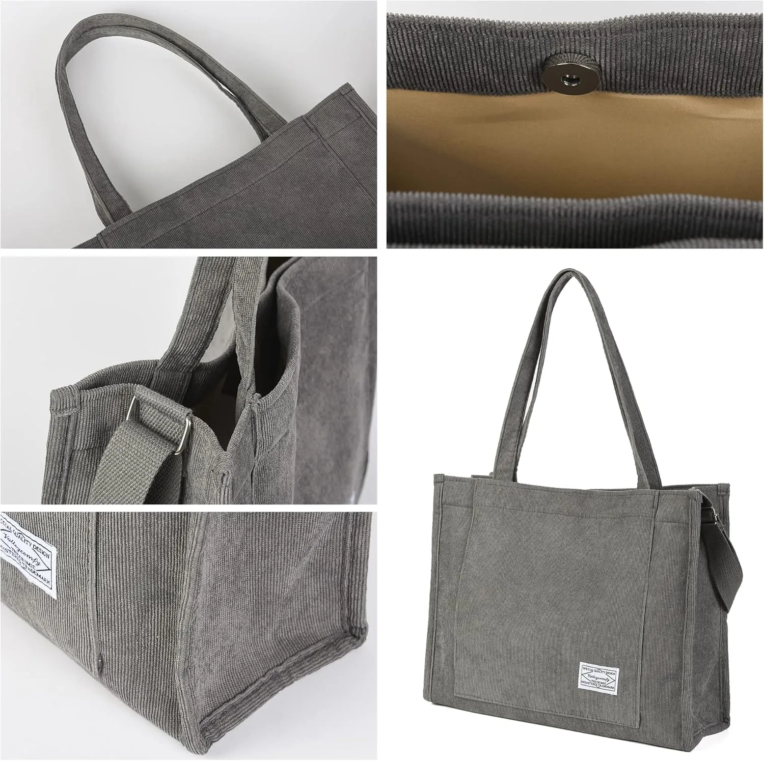 Valleycomfy Tote Bag for Women Corduroy Crossbody Tote Bag Purse Women Travel Shoulder Bags Work Handbags Everyday Hobo Bag