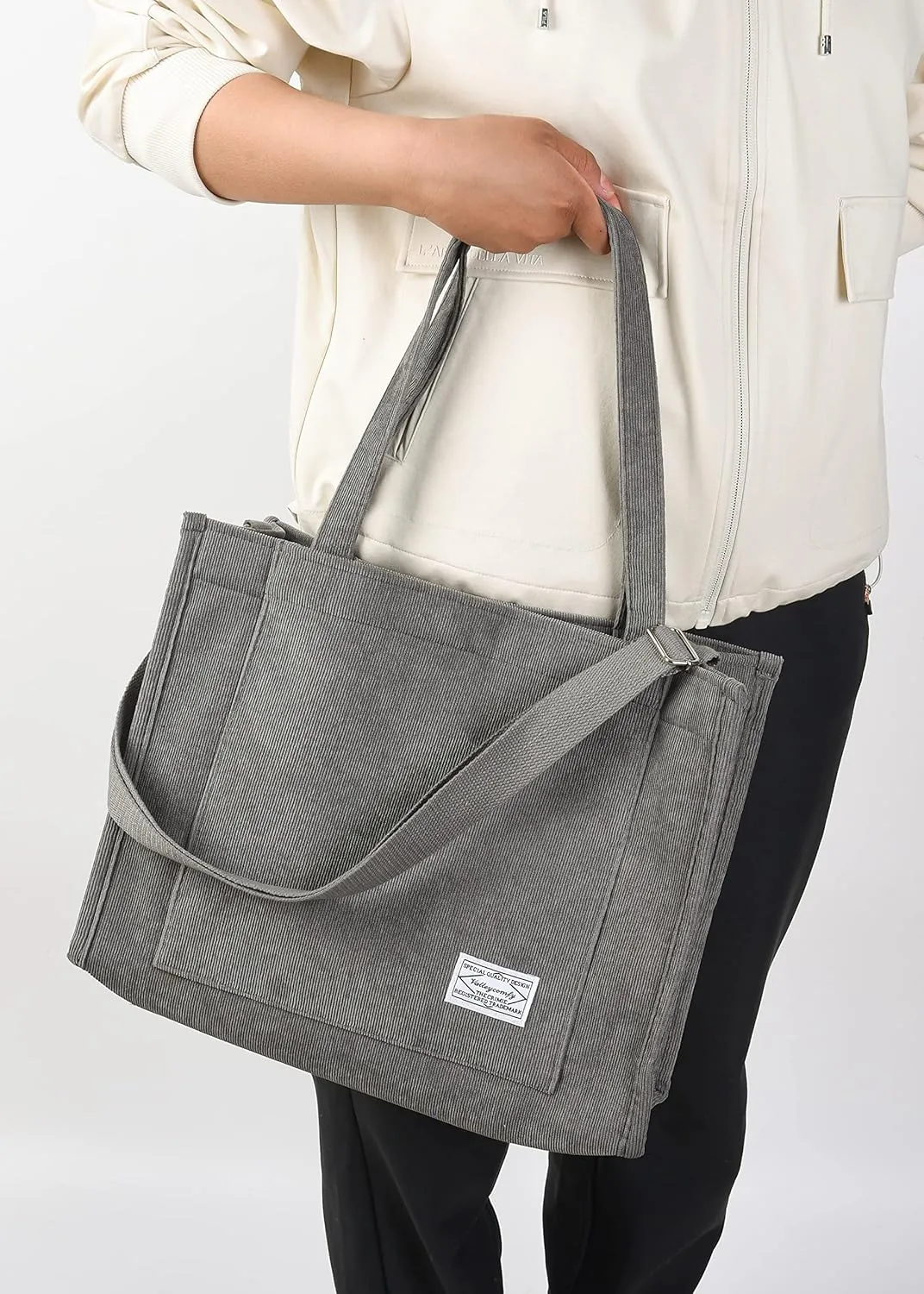 Valleycomfy Tote Bag for Women Corduroy Crossbody Tote Bag Purse Women Travel Shoulder Bags Work Handbags Everyday Hobo Bag