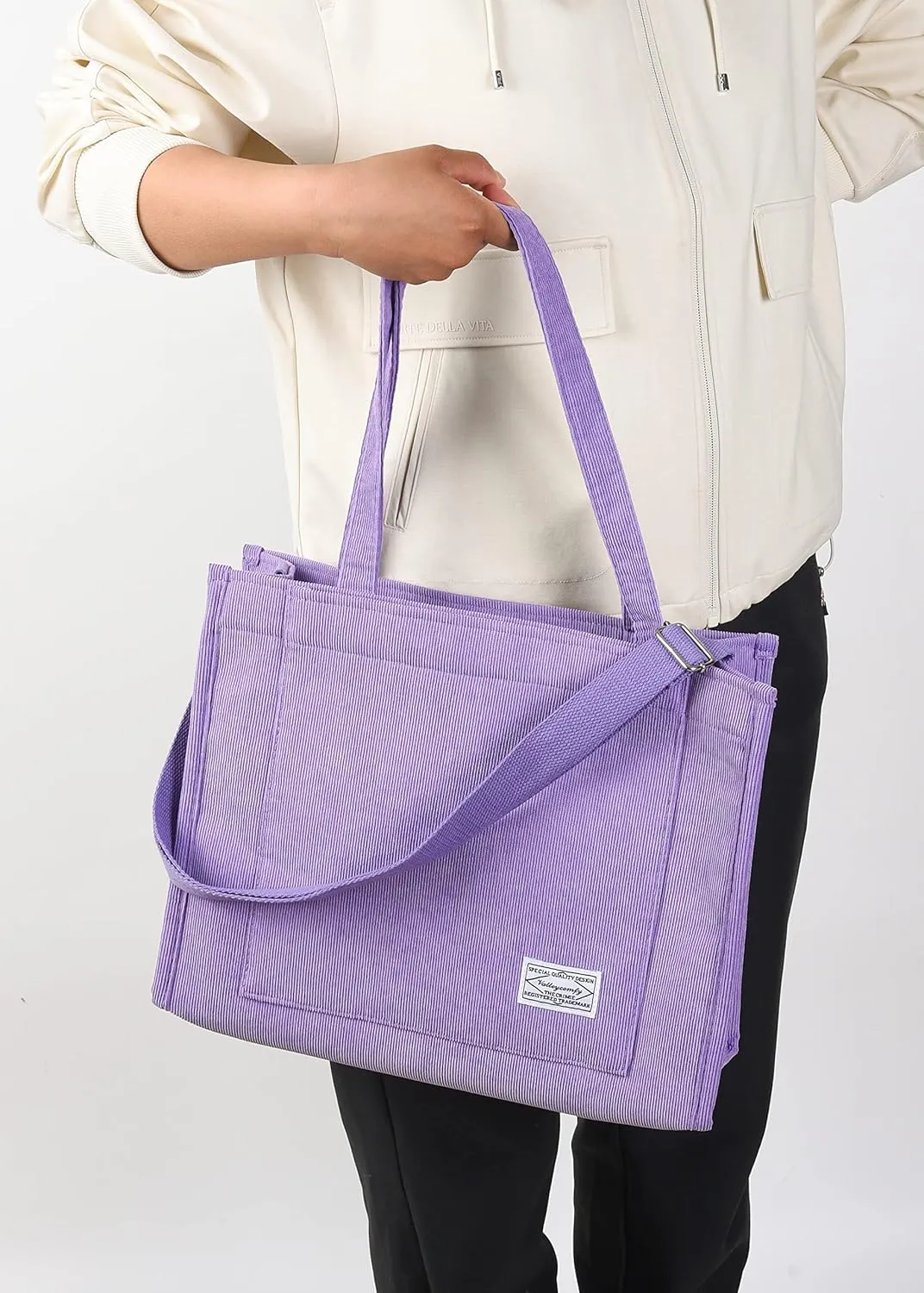 Valleycomfy Tote Bag for Women Corduroy Crossbody Tote Bag Purse Women Travel Shoulder Bags Work Handbags Everyday Hobo Bag