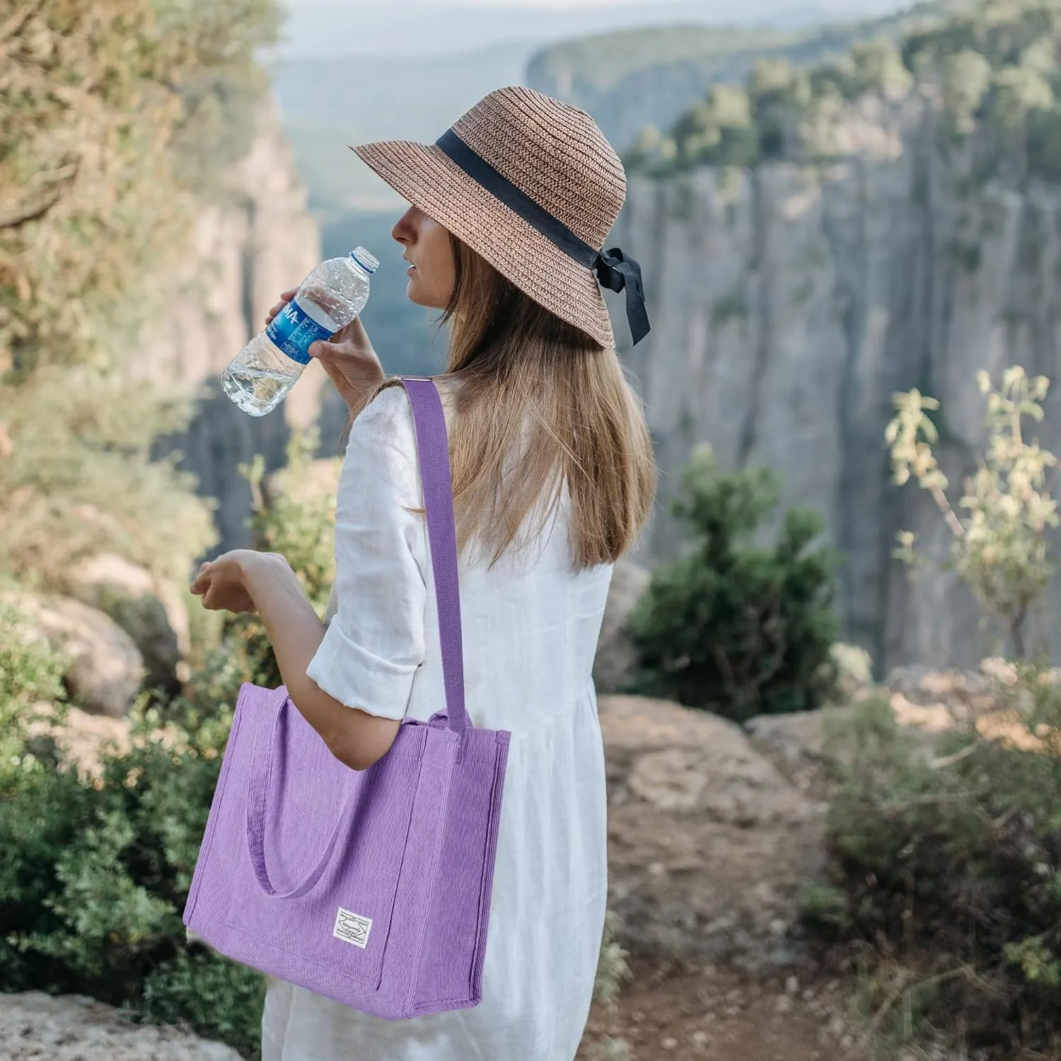 Valleycomfy Tote Bag for Women Corduroy Crossbody Tote Bag Purse Women Travel Shoulder Bags Work Handbags Everyday Hobo Bag