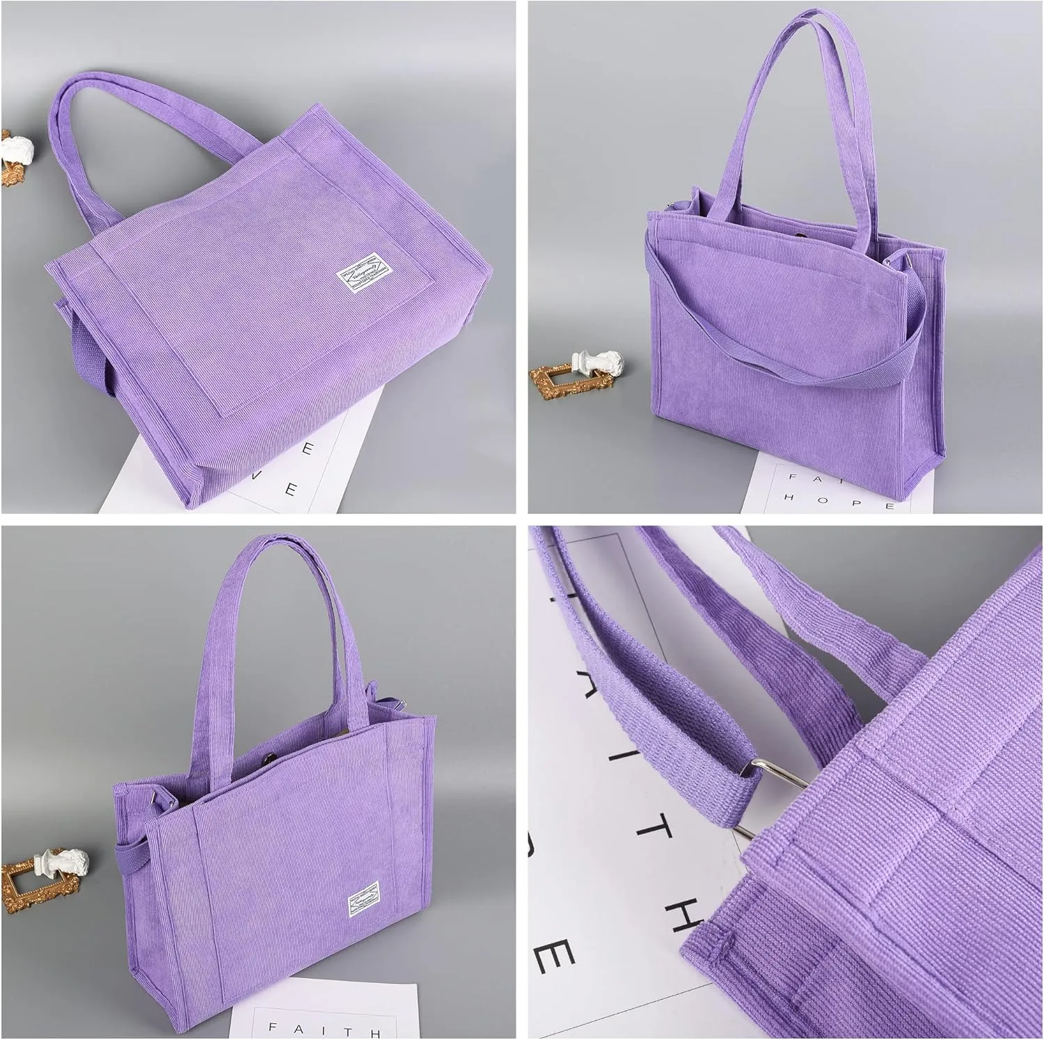 Valleycomfy Tote Bag for Women Corduroy Crossbody Tote Bag Purse Women Travel Shoulder Bags Work Handbags Everyday Hobo Bag