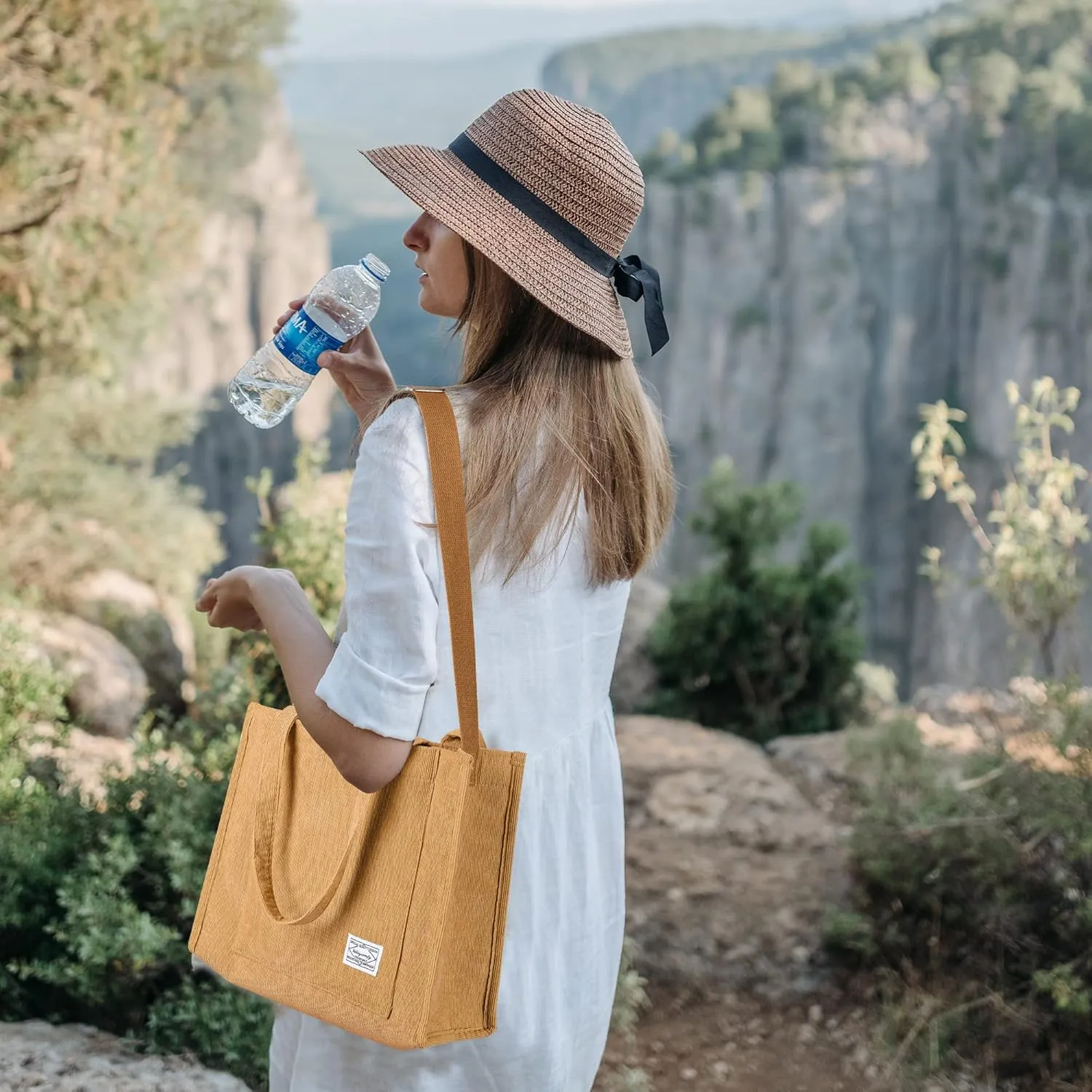 Valleycomfy Tote Bag for Women Corduroy Crossbody Tote Bag Purse Women Travel Shoulder Bags Work Handbags Everyday Hobo Bag