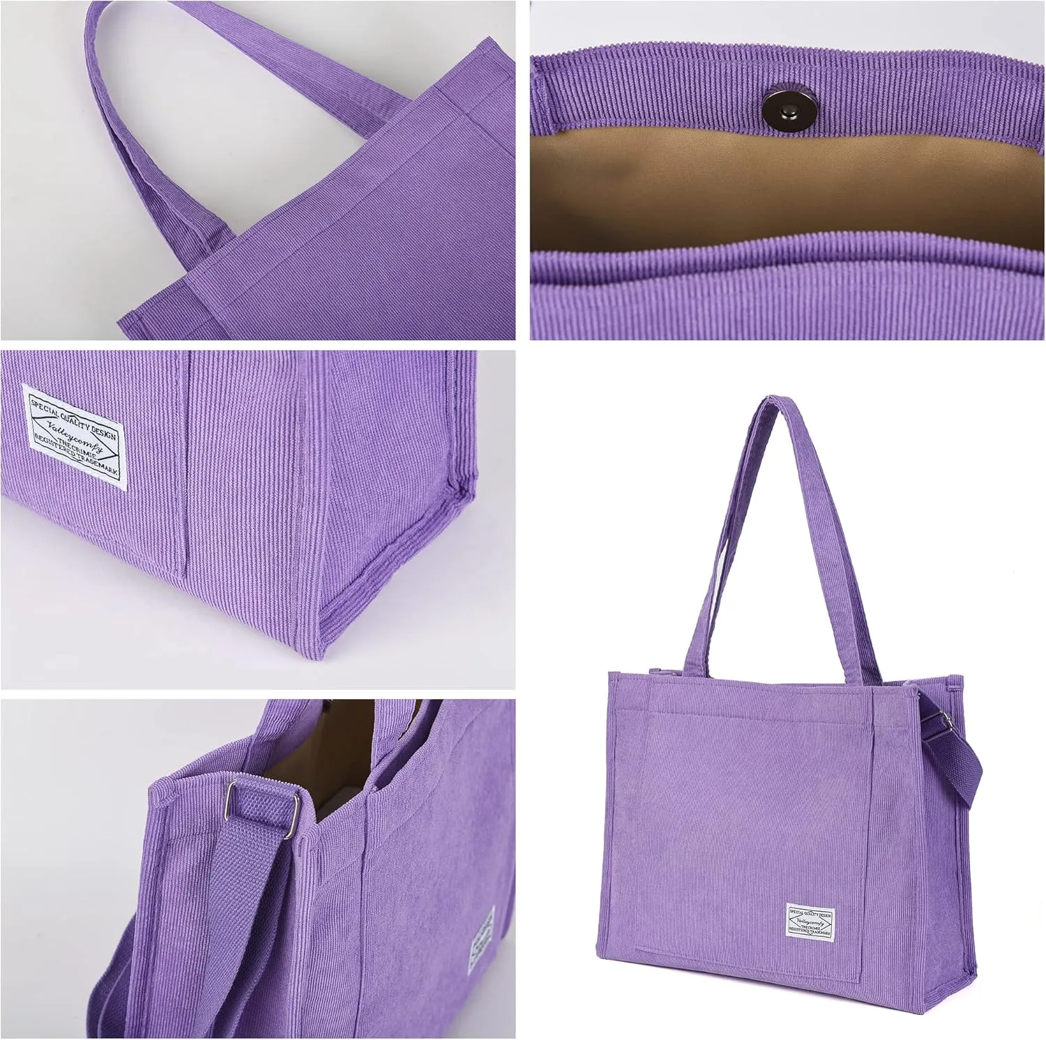 Valleycomfy Tote Bag for Women Corduroy Crossbody Tote Bag Purse Women Travel Shoulder Bags Work Handbags Everyday Hobo Bag