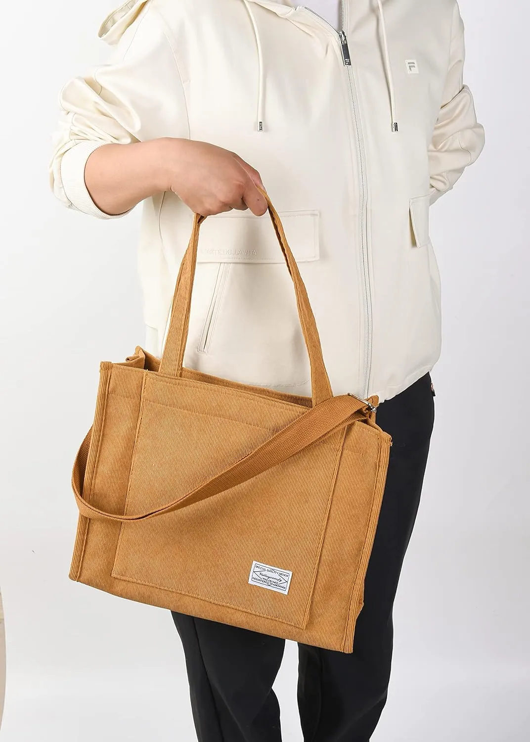 Valleycomfy Tote Bag for Women Corduroy Crossbody Tote Bag Purse Women Travel Shoulder Bags Work Handbags Everyday Hobo Bag