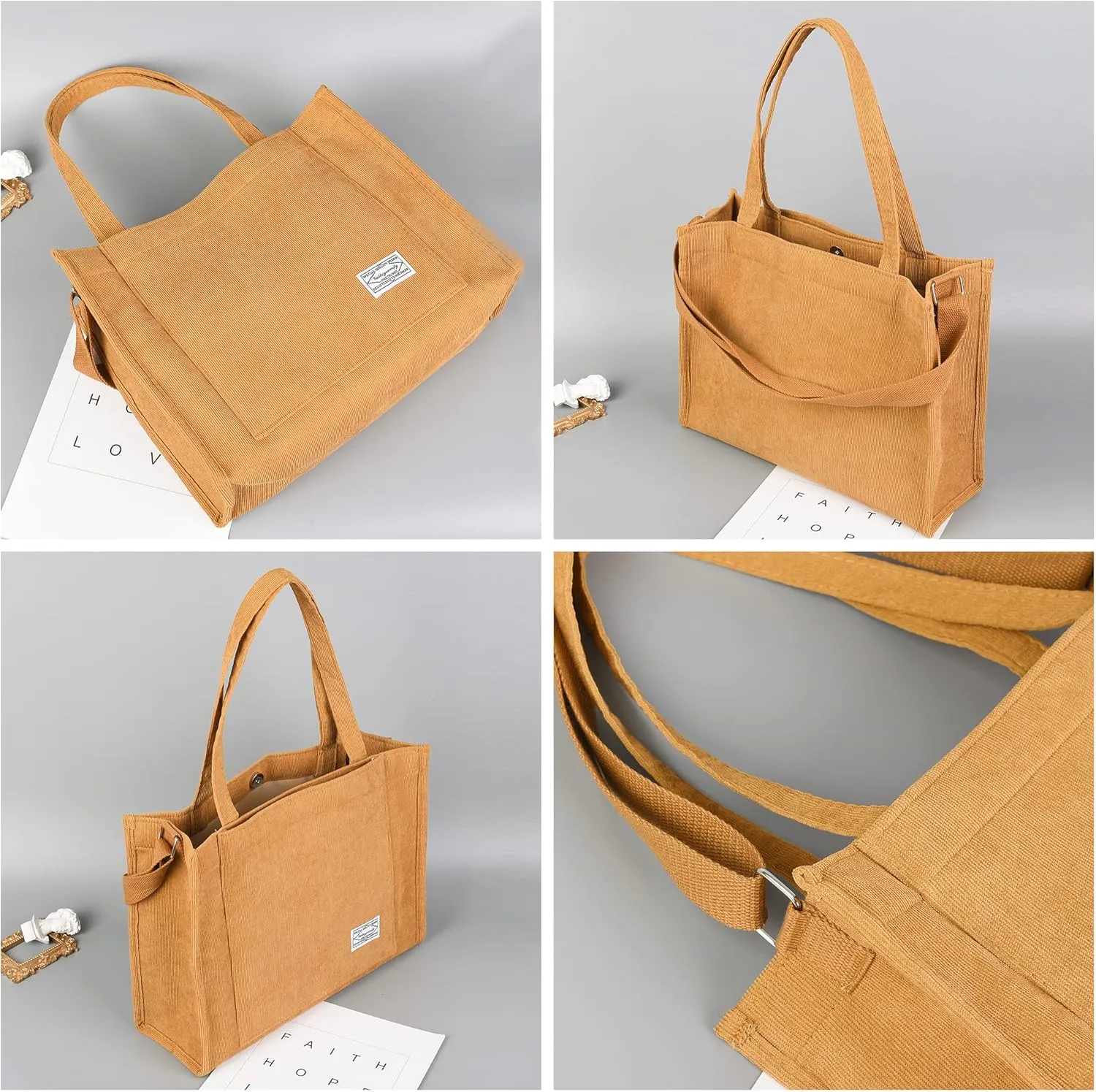 Valleycomfy Tote Bag for Women Corduroy Crossbody Tote Bag Purse Women Travel Shoulder Bags Work Handbags Everyday Hobo Bag