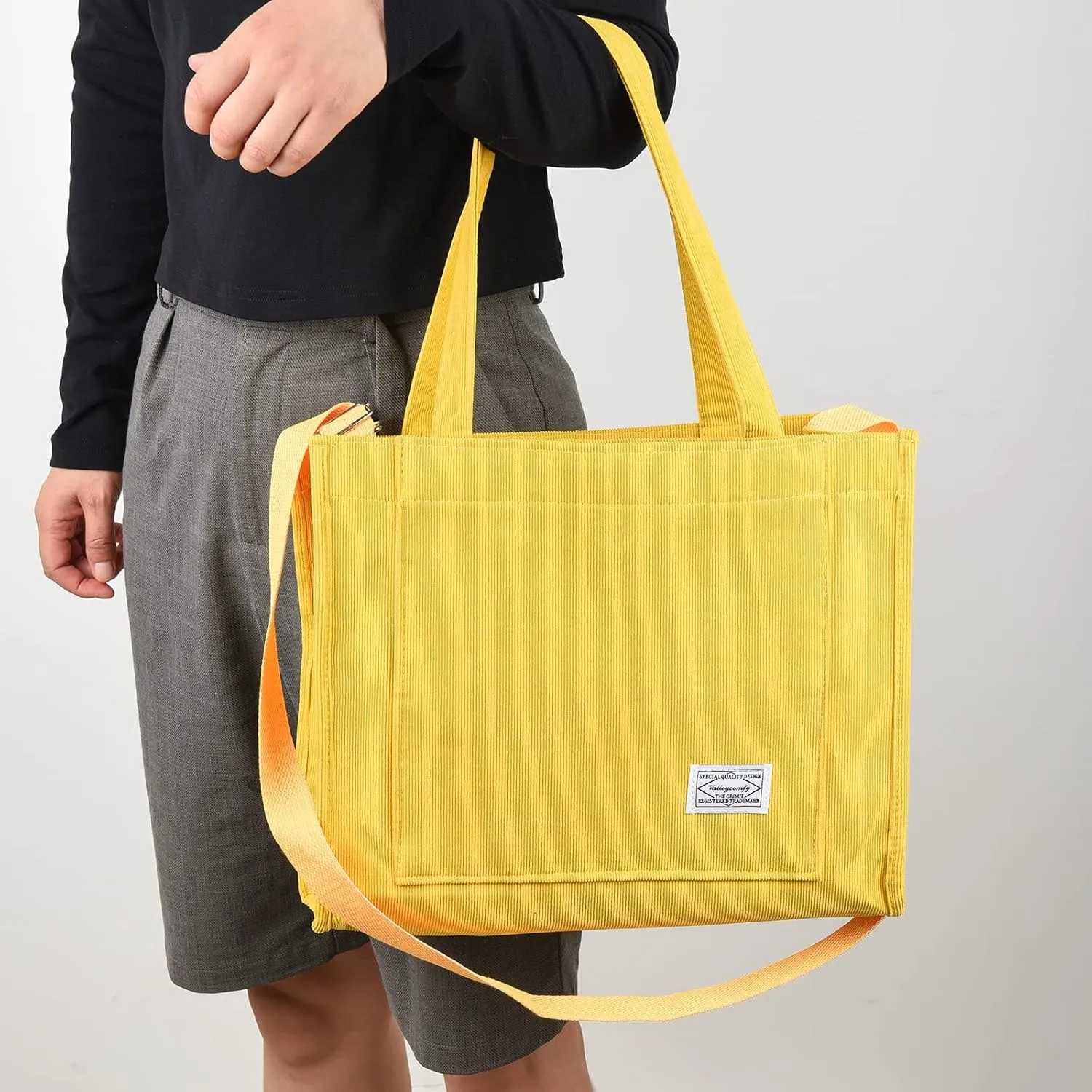 Valleycomfy Tote Bag for Women Corduroy Crossbody Tote Bag Purse Women Travel Shoulder Bags Work Handbags Everyday Hobo Bag