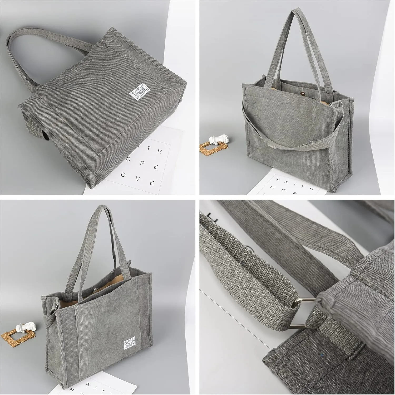 Valleycomfy Tote Bag for Women Corduroy Crossbody Tote Bag Purse Women Travel Shoulder Bags Work Handbags Everyday Hobo Bag