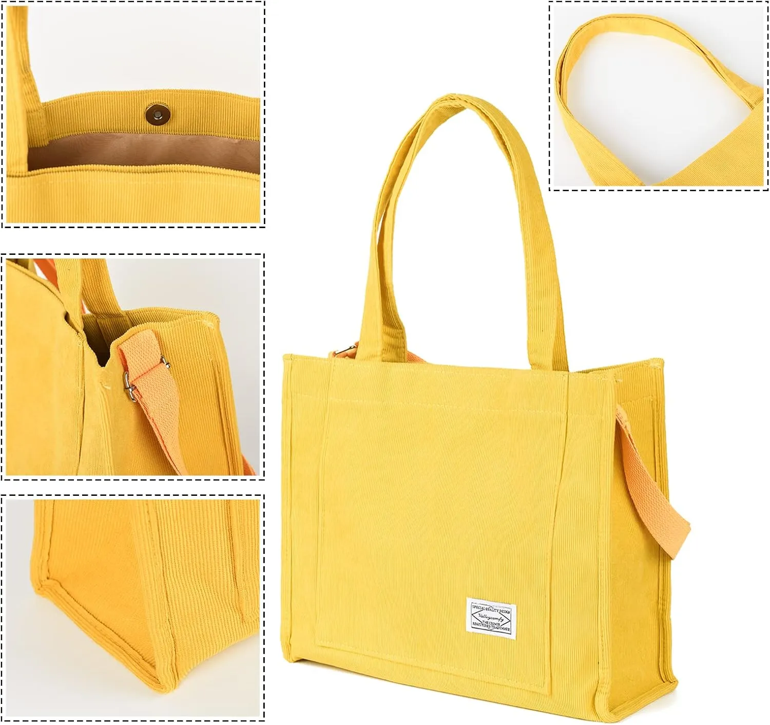 Valleycomfy Tote Bag for Women Corduroy Crossbody Tote Bag Purse Women Travel Shoulder Bags Work Handbags Everyday Hobo Bag