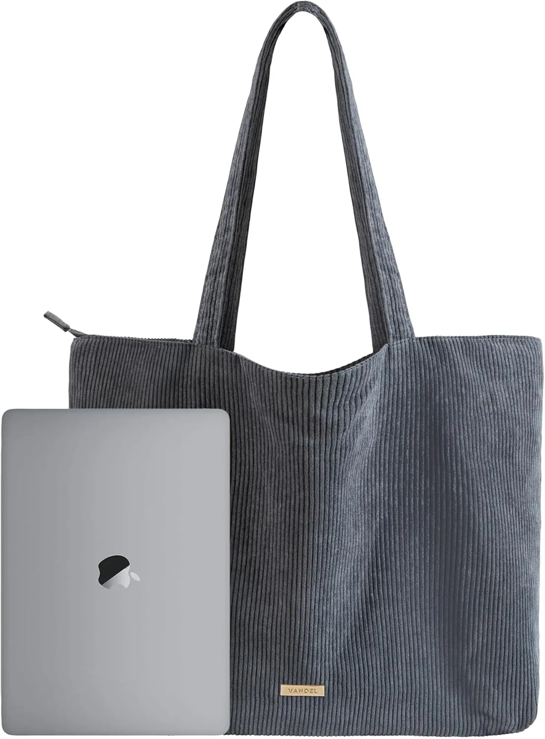 VANDEL Corduroy Tote Bag for Women and Men with Zipper and Inner Pockets. Cute School Tote Bag with Zipper, Aesthetic