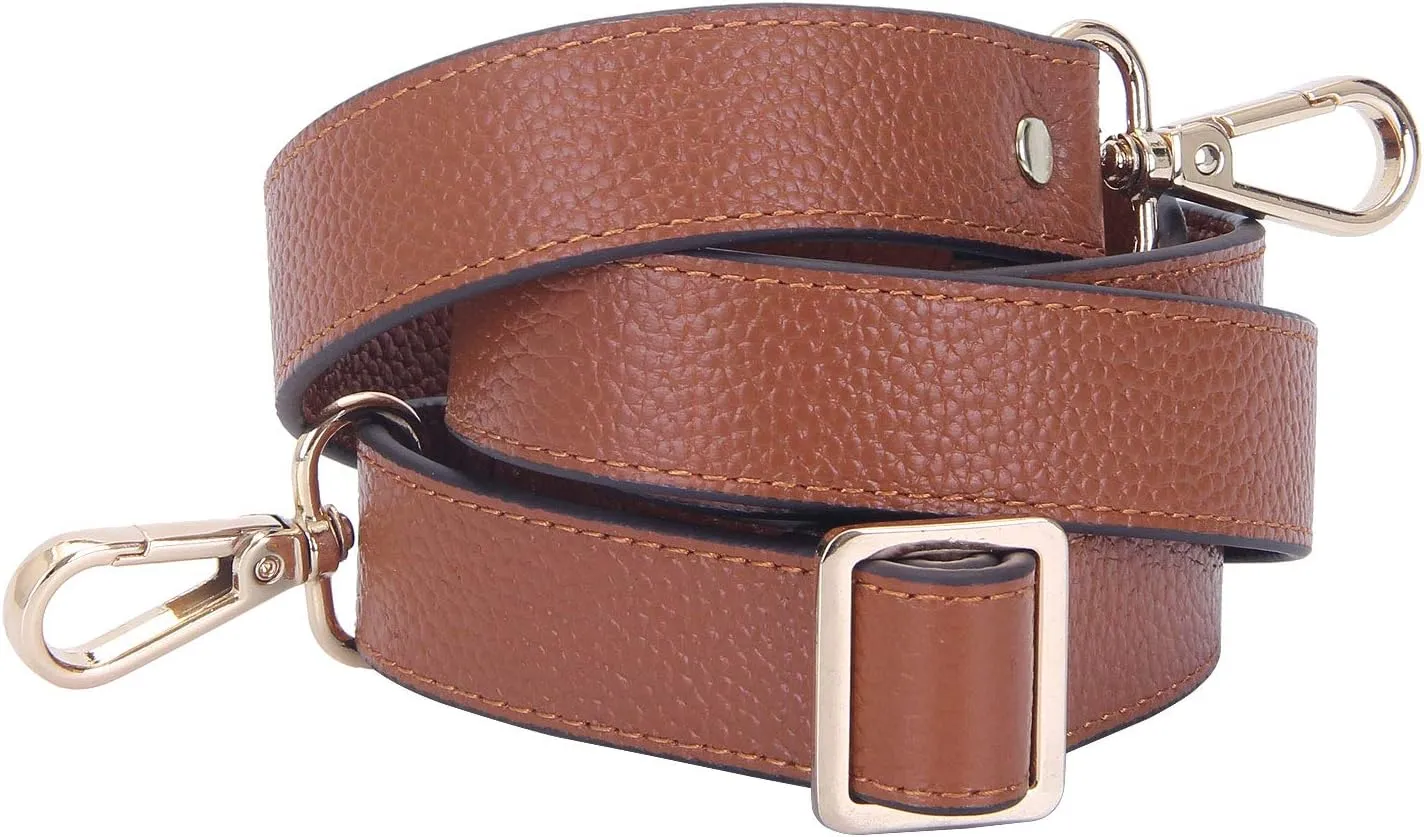 VanEnjoy Full Grain Leather Adjustable Replacement Strap Cross Body Bag Purse,1 inch wide (Brown)