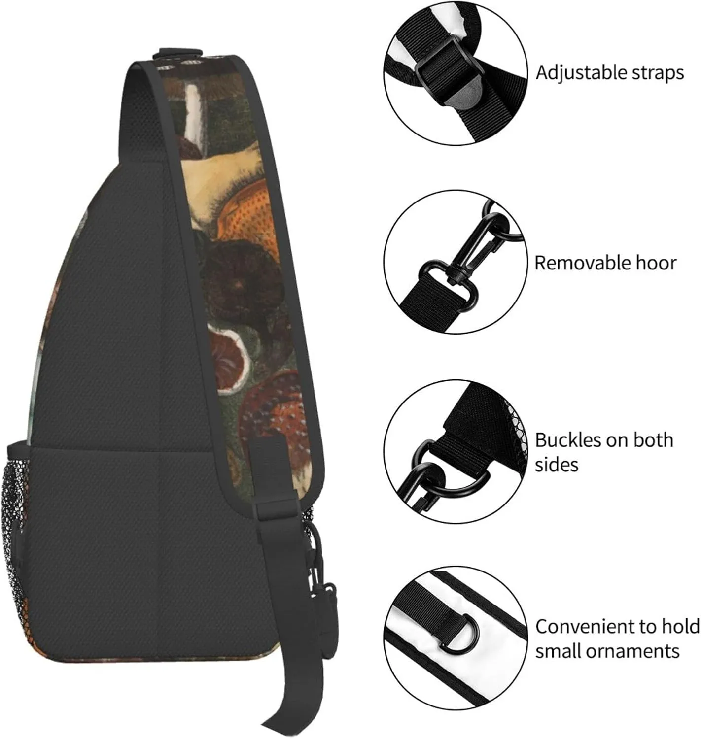 Various Different Beautiful Mushrooms Chest Sling Bag Crossbody Shoulder Backpack Bag Gym Cycling Daypack Travel Hiking Cross Bag
