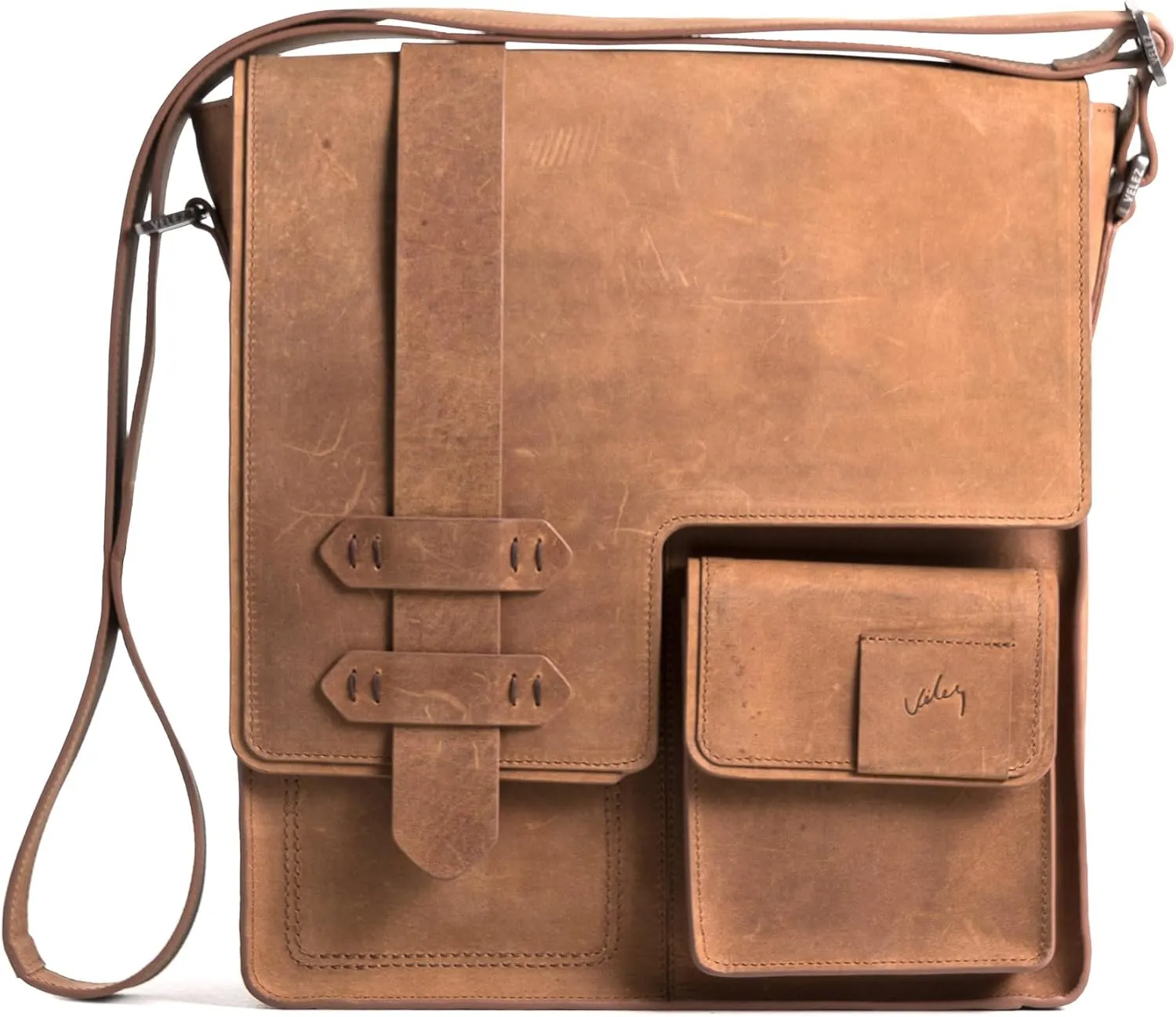 VELEZ Top Grain Leather Messenger Bag For Men and Women | 11” Tablet | Small Crossbody Bags | Vintage Shoulder Bags