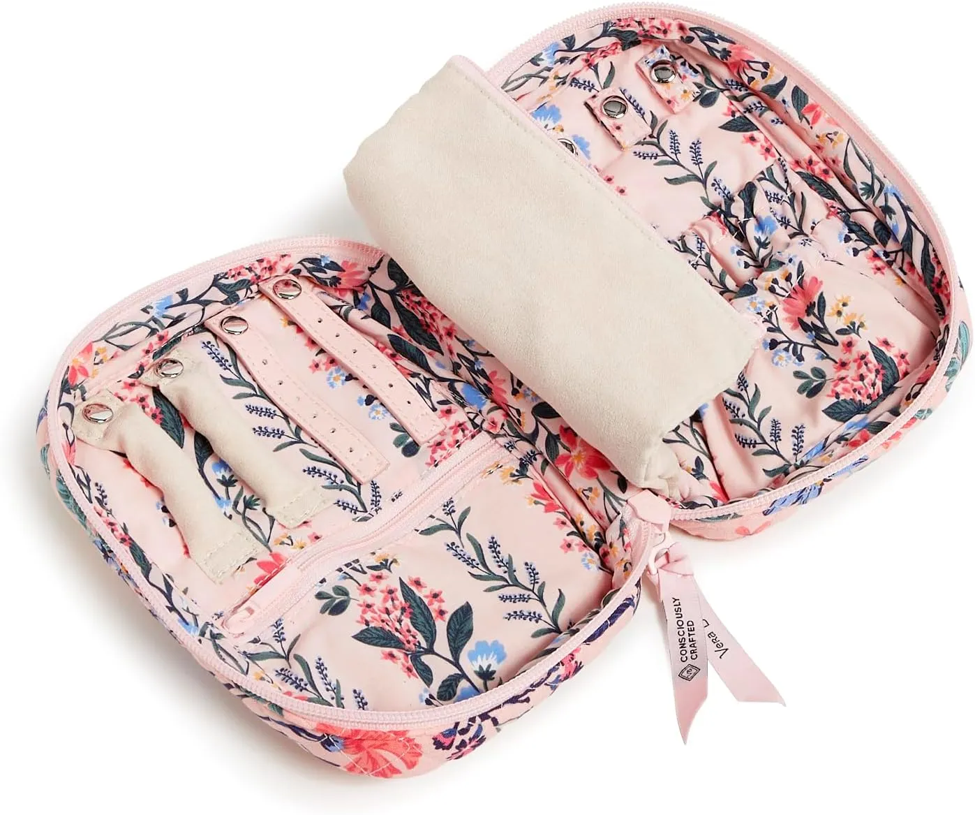 Vera Bradley Cotton Zip-Around Jewelry Organizer Case, Paradise Coral