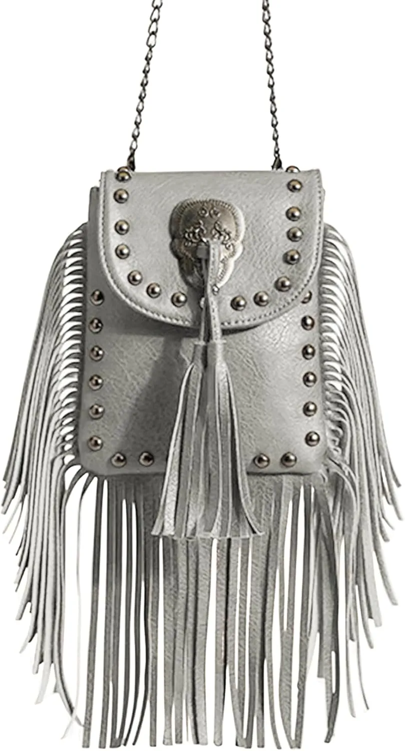 Verdusa Women's Western Country Cowgirl Bag Fringe Crossbody Bags Boho Tassel Messenger Bags Casual Purses