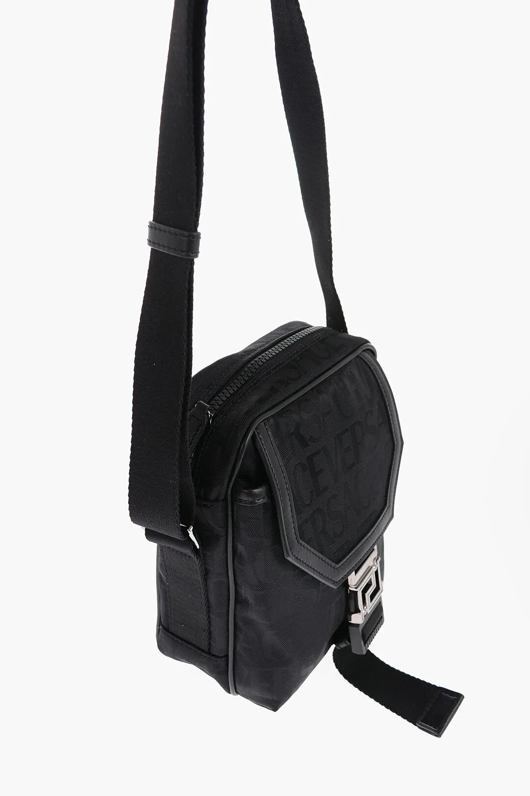 Versace Logoed Messenger Bag with Greca Buckle