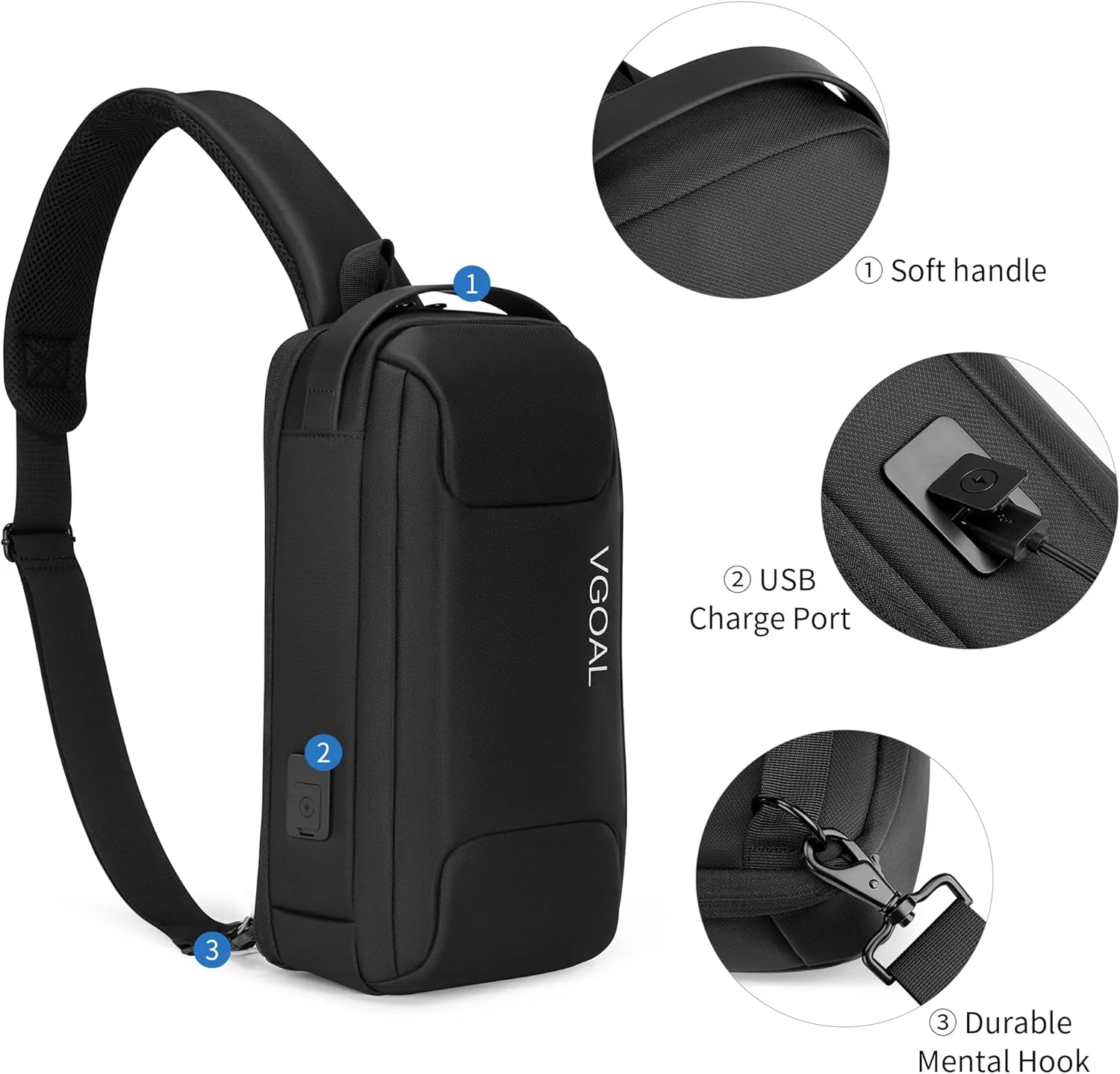 VGOAL Crossbody Bag Sling Bag for Women Men Sling Backpack Mini Backpack Daypack Crossbody for Travel Sport Running Hiking (FG6315-A)
