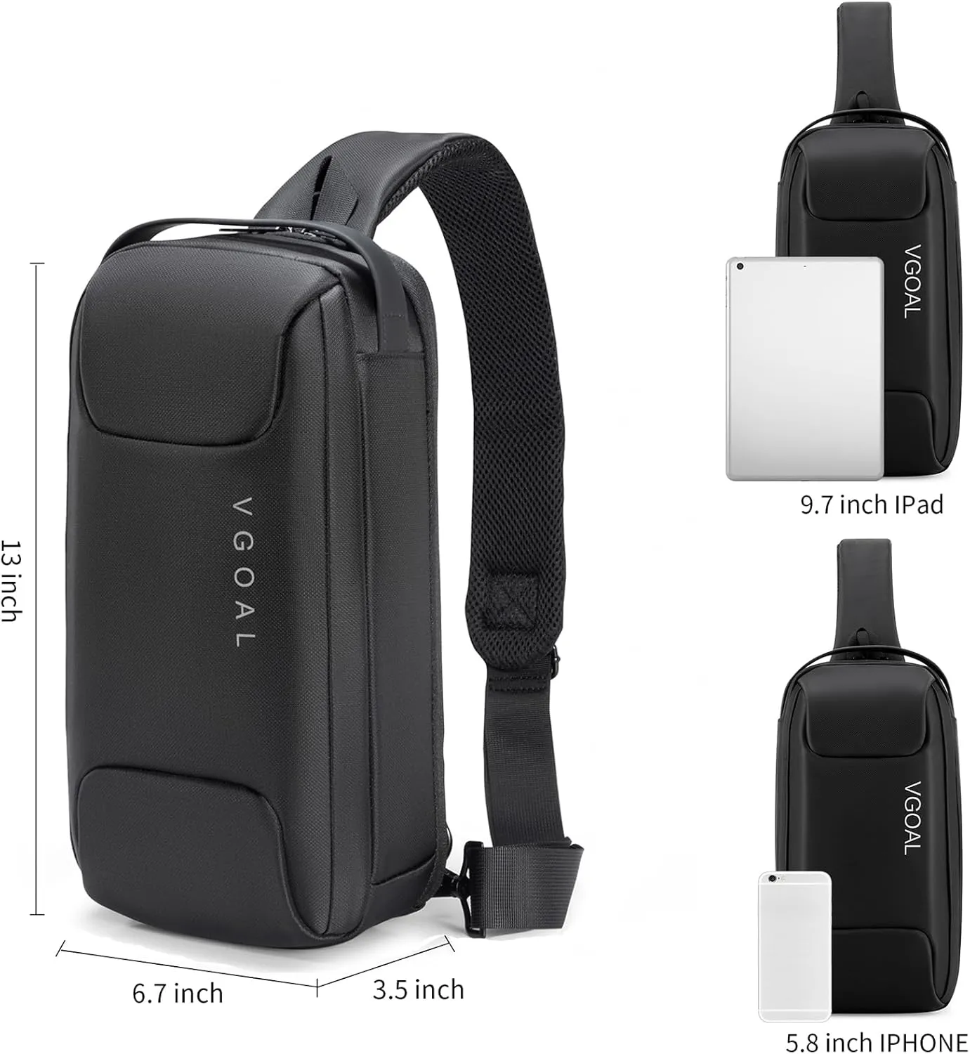 VGOAL Crossbody Bag Sling Bag for Women Men Sling Backpack Mini Backpack Daypack Crossbody for Travel Sport Running Hiking (FG6315-A)