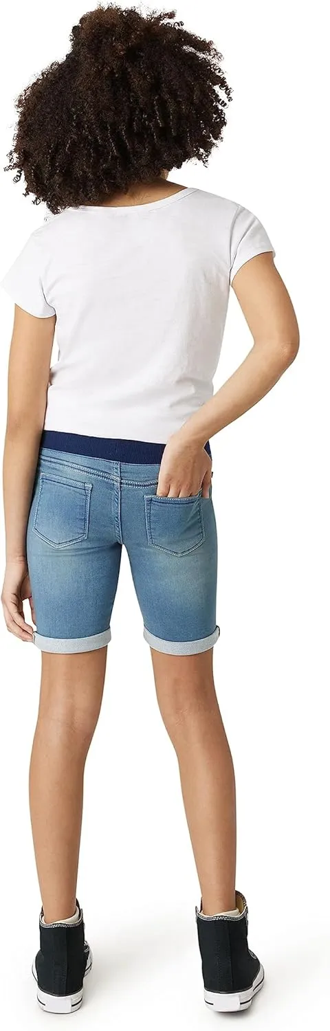 VIGOSS Girls’ Shorts – Bermuda Jean Shorts for Girls – Kids Knit-Waist Pull On Stretch Denim Shorts (4-16)