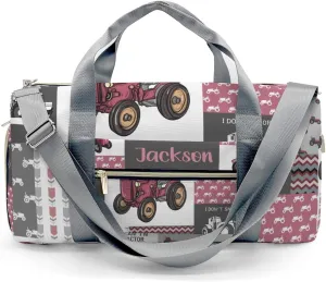Vintage Car Patchwork Truck Personalized Duffel Bag with Name Custom Weekend Bag with Shoe Compartmen for Boys Girls Sports Gym Swim Bag Travel Bag