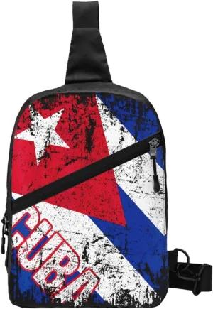 Vintage Cuba Flag Packable Crossbody Bag Portable Sling Bags Foldable Travel Daypack Reusable Sports Shoulder Backpack Diagonally Chest Bag for Workout