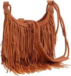 Vintage Fringe Hobo Bag for Women - Black Fringe Purse with Tassel Satchel Shoulder Bag