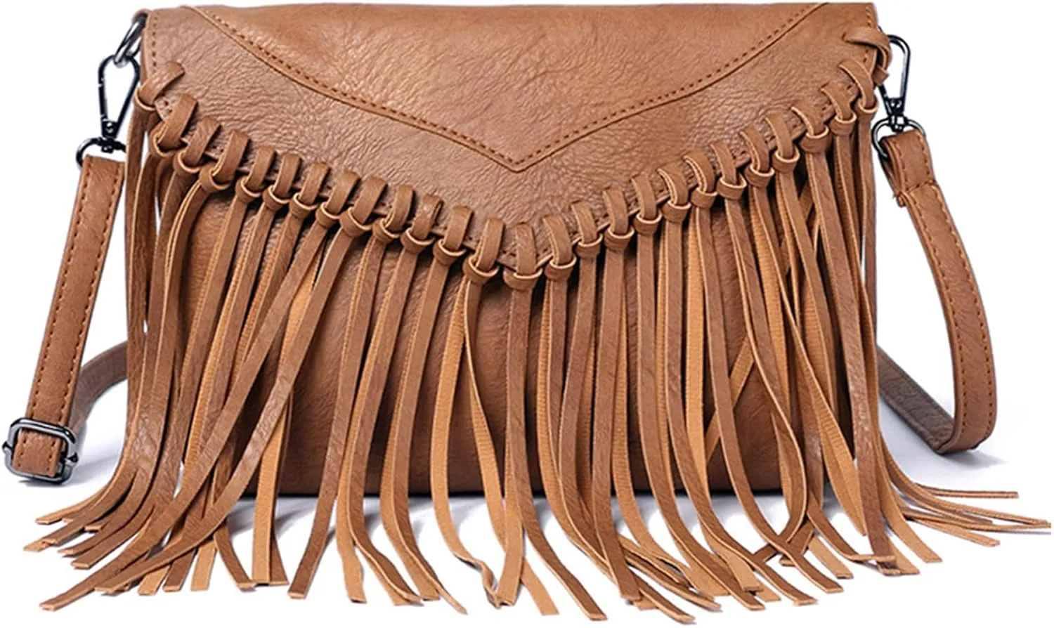 Vintage Fringe Purse Fringe Hobo Bags for Women Vegan Leather Tassel Hippie Crossbody Bag