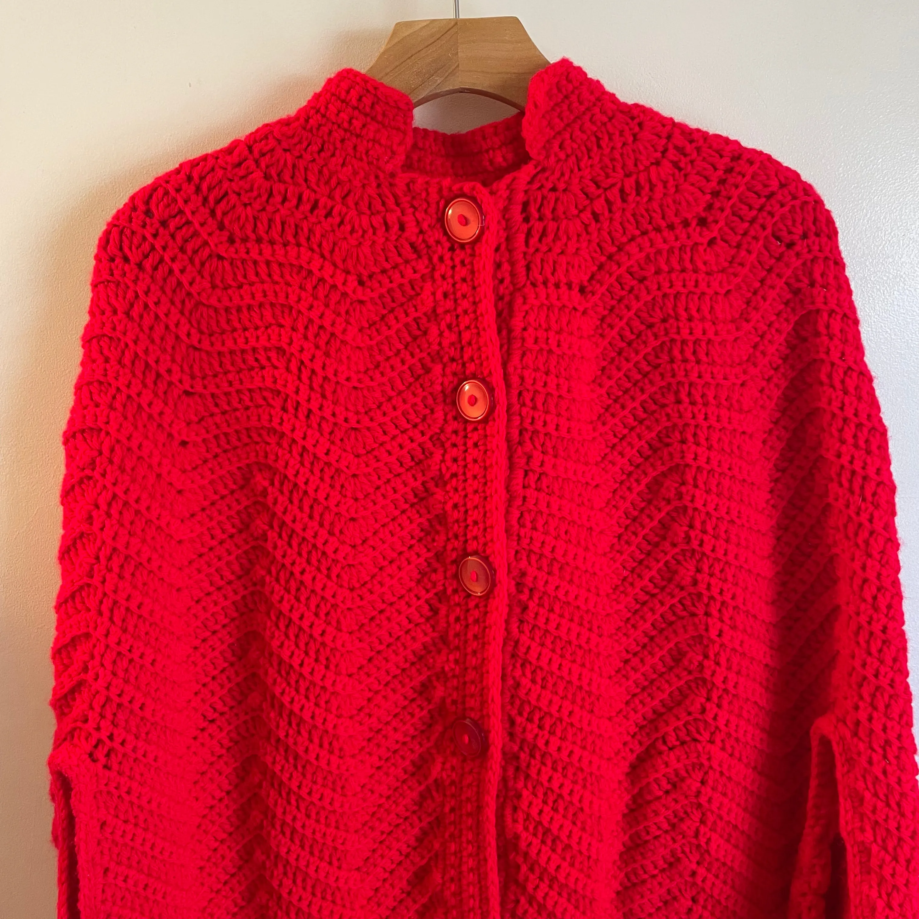 Vintage Handwoven Button up Sweater knit Cape /Poncho with Fringe // OSFM